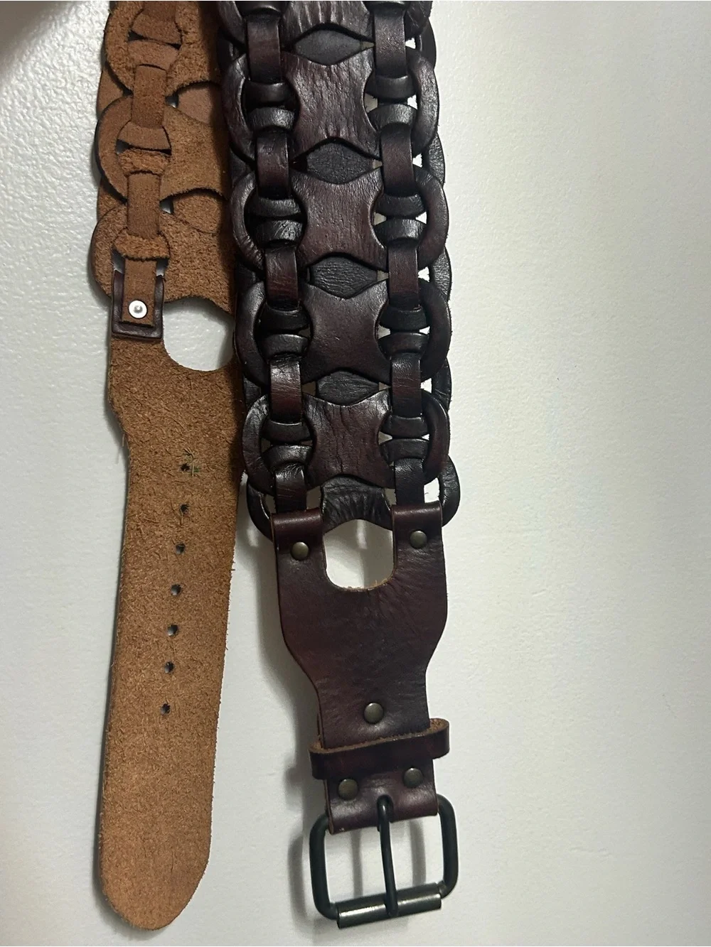 Wide Genuine Leather Interlocking Chain Belt S Equal Hands Allison
